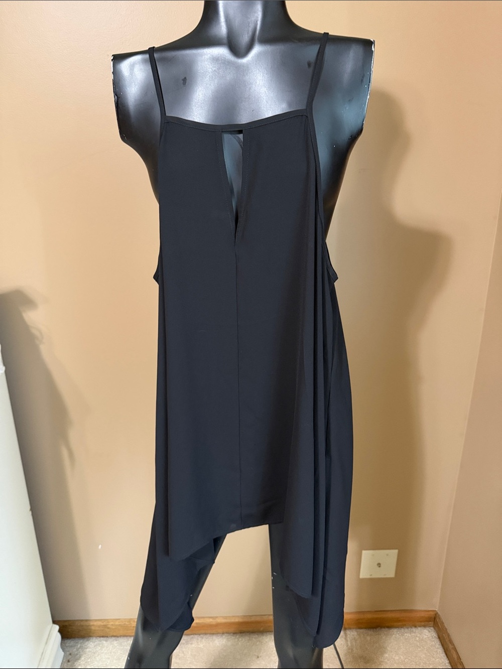 Express Black Asymmetric Spaghetti Strap Tank Top